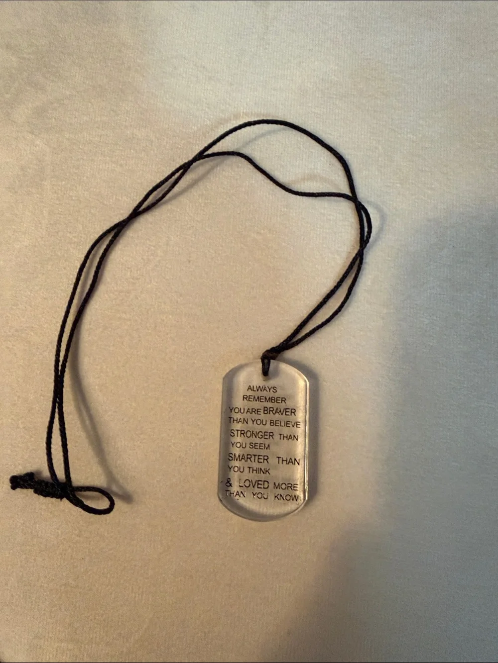 Amazon Clear Inspirational Acrylic Tag with Black Cord